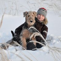 С хозяйкой в снегу - С хозяйкой хорошо поваляться в снегу!